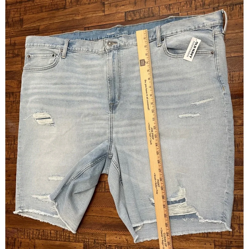 NWT Old Navy Men's Size 52 Slim Built-In Flex Distressed Denim Shorts Blue Jorts